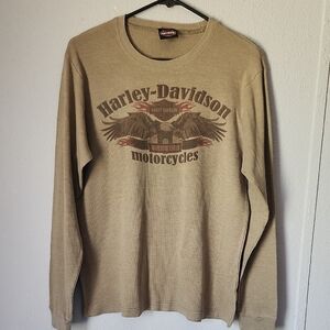 Harley-Davidson Tan Long Sleeve Shirt/thermal Long Sleeve Shirt